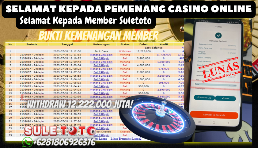 Bukti JP Casino Suletoto - Judi Roulette Online